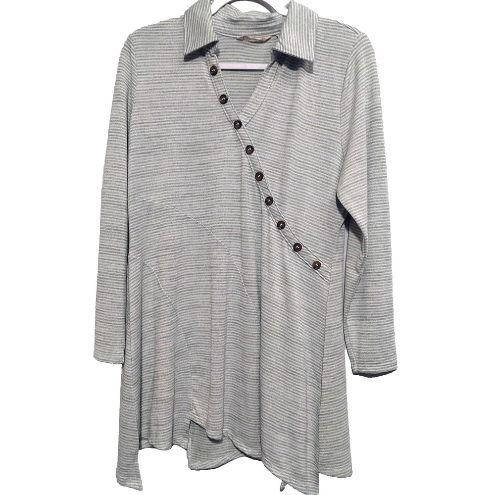 Soft Surroundings Womens Med Knit Tunic Assymmetrical Hem Stretch Lagenlook